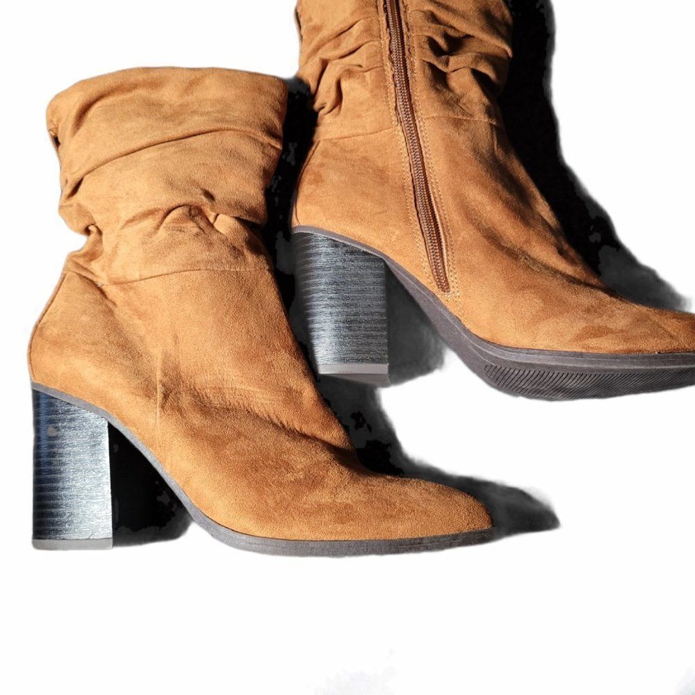 APT 9 Womens Brown Side Zip Ankle Boots Size 7.5 M